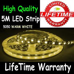 5M 5050 LED Flexible Strip Light 30/M Warm White